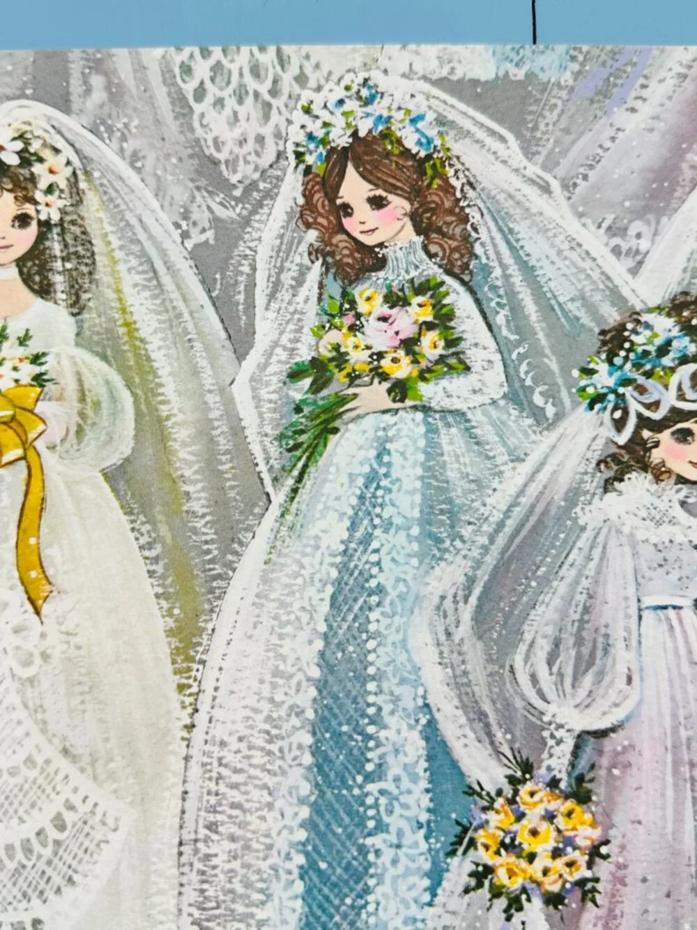 Vintage 1970s Bridal Wrapping Paper, Bridal Shower Decor,  Retro Bride Ephemera